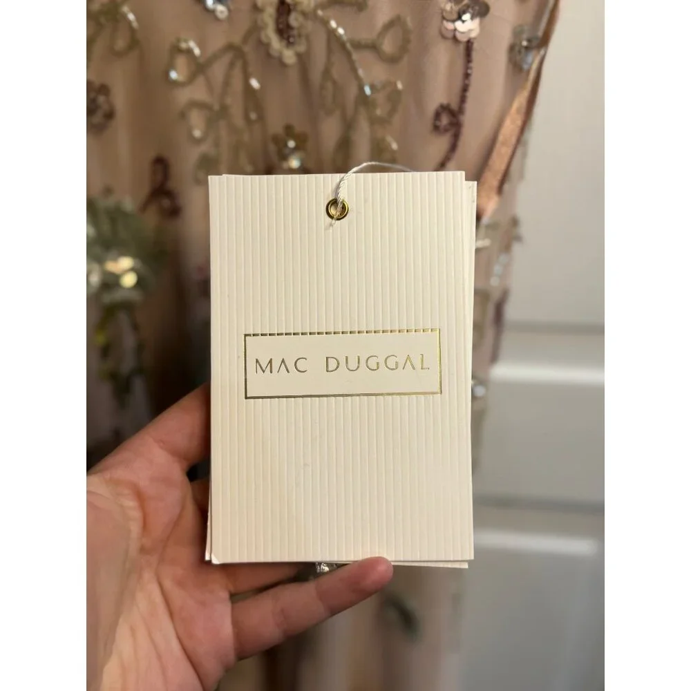 NWT Mac Duggal Floral Sequined Embellished High Neck Butterfly Sleeve Gown SZ 14 - Picture 5 of 14